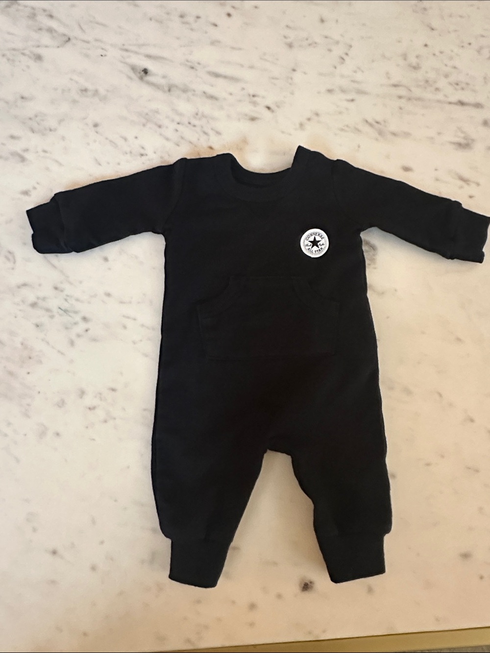 Converse Black Long-Sleeve Baby One-Piece with Chest Logo